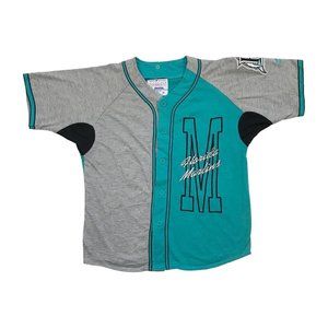 VINTAGE STARTER FLORIDA MARLINS JERSEY MEDIUM M YOUTH GRAY MLB BASEBALL 1990s